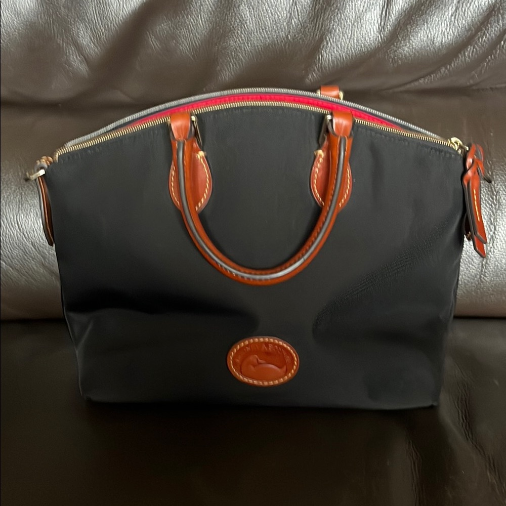 Dooney & Bourke Black and Brown Tote with Structured Design